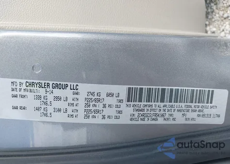 2015 Dodge Grand Caravan Sxt из США, поврежденный, VIN 2C4RDGCG1FR541067